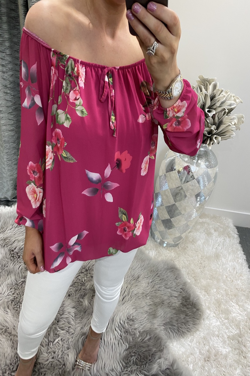 Clarissa Magenta Floral Blouse