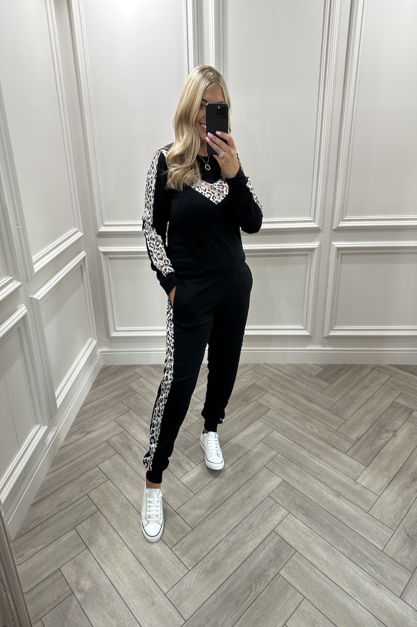 Luxury Black Shimmer Leopard Loungesuit