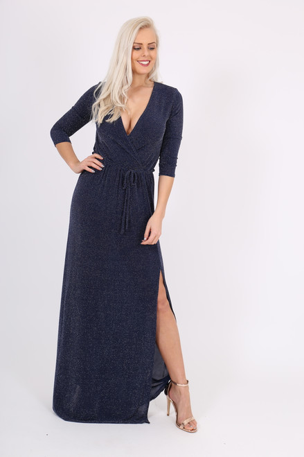 long sleeve navy maxi dress uk