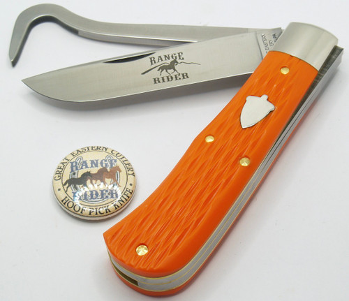 Great  Eastern Cutlery Range Rider Hoofpick  Jigged Orange Delrin 725224