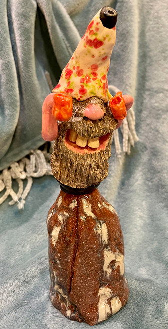 Handmade Ceramic Bottle Topper Spout And Bottle/Vase Happy Gnome Handmade Ceramic Bottle Topper Spout And Bottle/Vase Happy Gnome