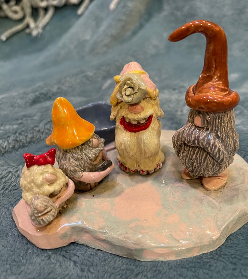 Handmade Ceramic Gnome Family Outing Handmade Ceramic Gnome Family Outing