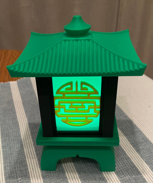3D Printed Japanese Tea Silhouette Lantern Multi Colored Light With Remote