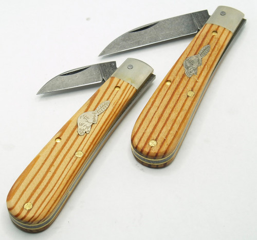 2 Knife Set Great Eastern Cutlery Farm & Field Wood Chipper Antique Heart Pine Wood 930126L  & 930126S