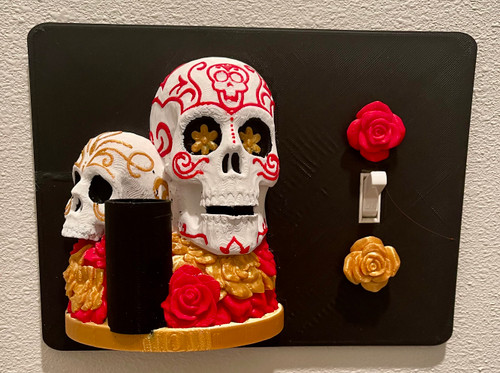 3D Printed  Light Switch Cover Celebrating Day Of The Dead Dia de los Muertos