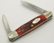 1987 3 Dot Case Red Bone Raised Letter Shield Senator  Pen Knife R06263  SSP