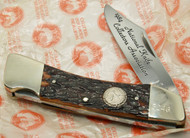 Hen & Rooster Bertram Cutlery 1984 NKCA Brown Jig Bone Lockback #3246