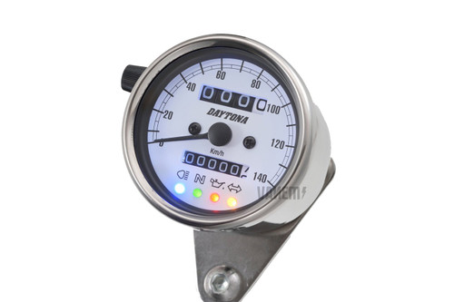 SPEEDO, 140km/h, 60mm, LED LIT, STAINLESS, W/INDICATORS, 15639
