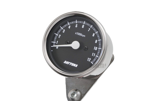 TACHOMETER, 12,000rpm, 60mm, LED LIT, POLISHED, 15641