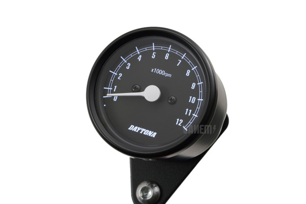 TACHOMETER, 12,000rpm, 60mm, LED LIT, BLACK, 15630