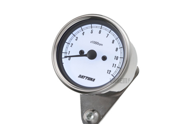 TACHOMETER, 12,000rpm, 60mm, LED LIT, POLISHED, 15642