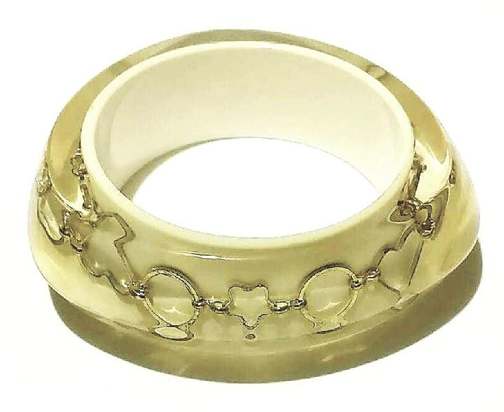 Lucite Clearly Abstract Charming Gold Chain Bangle Bracelet - Vintage 