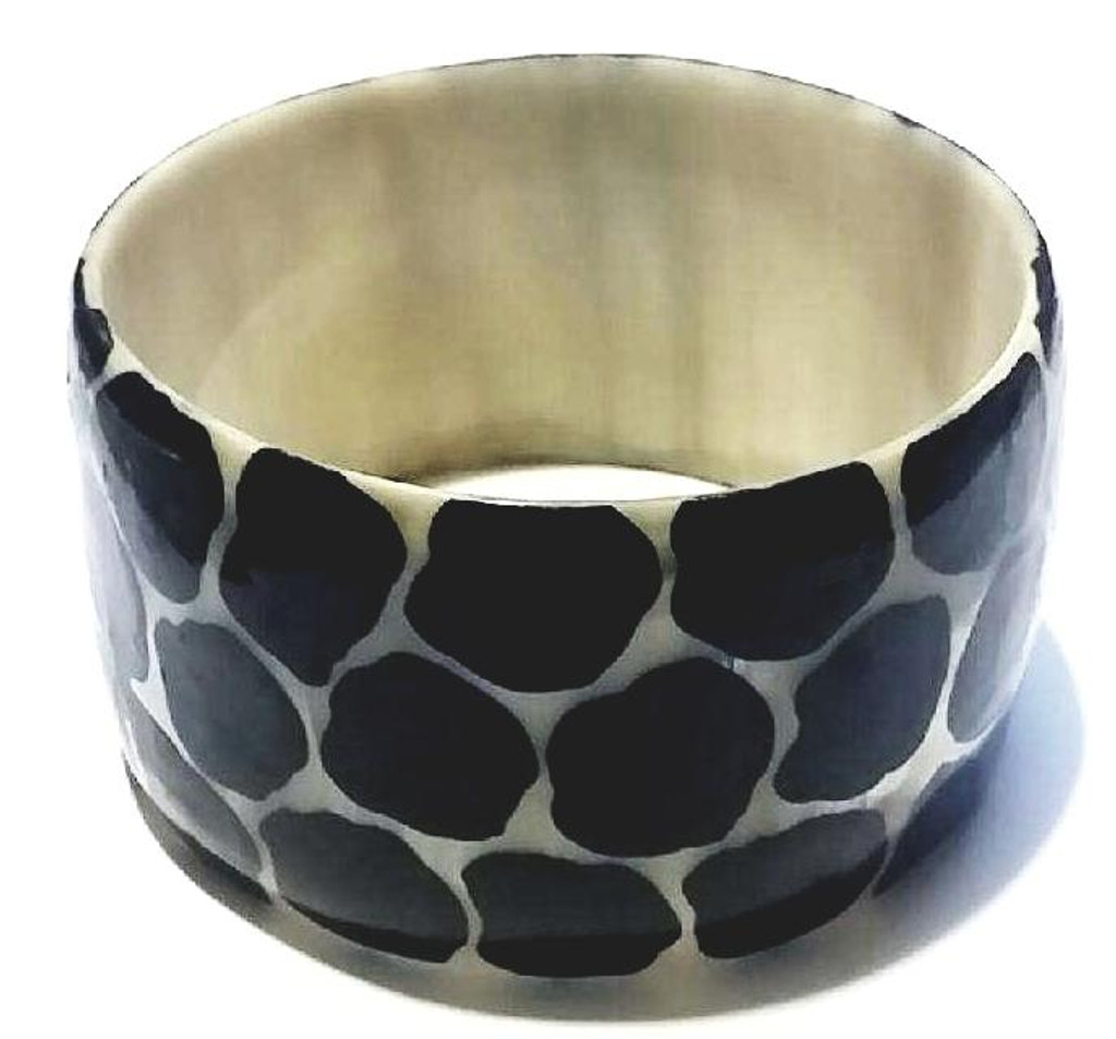 Bone Embossed Cheetah Art Wide Bangle Bracelet - Vintage