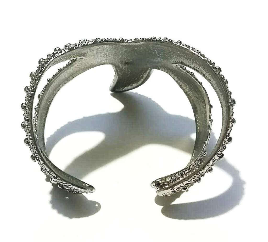 Starfish Pewter Pebbled Cuff Bracelet - Vintage