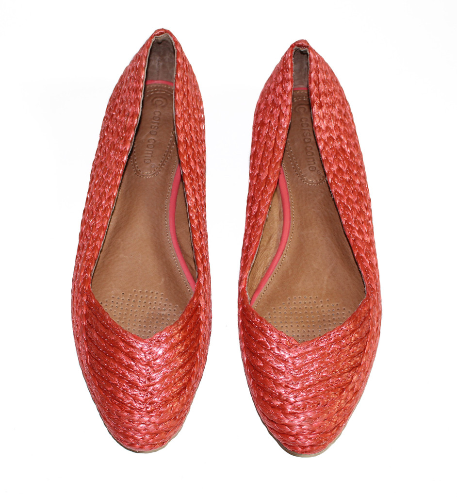 Corso Como Salmon Basket Weave Pointed Rounded Toe Flats - US 8.5M - New