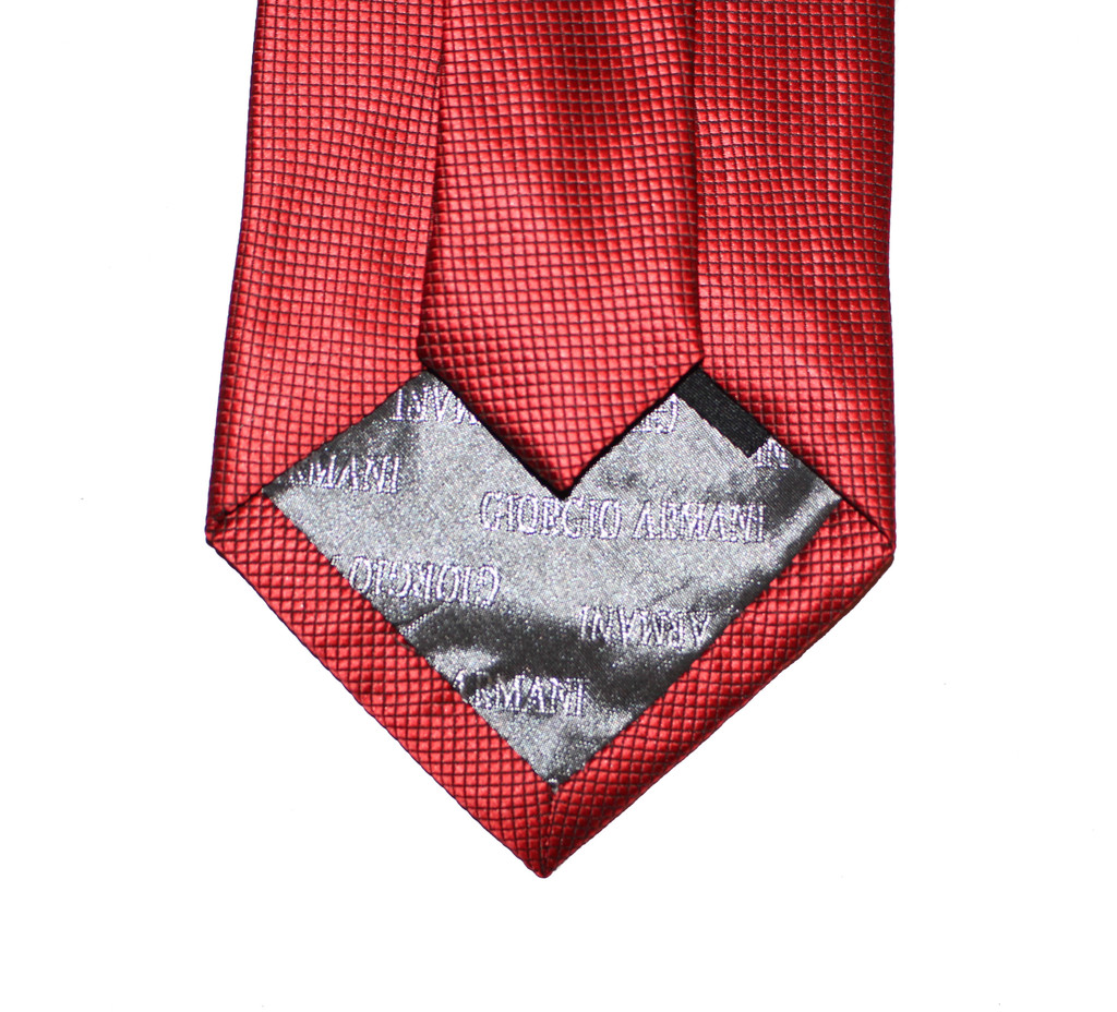 Giorgio Armani Silk Handmade Red Digital Quilted Tie - Deadstock