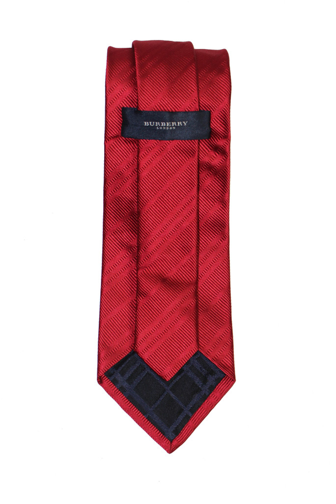 Burberry Silk Red Striped Quilted Tie - New