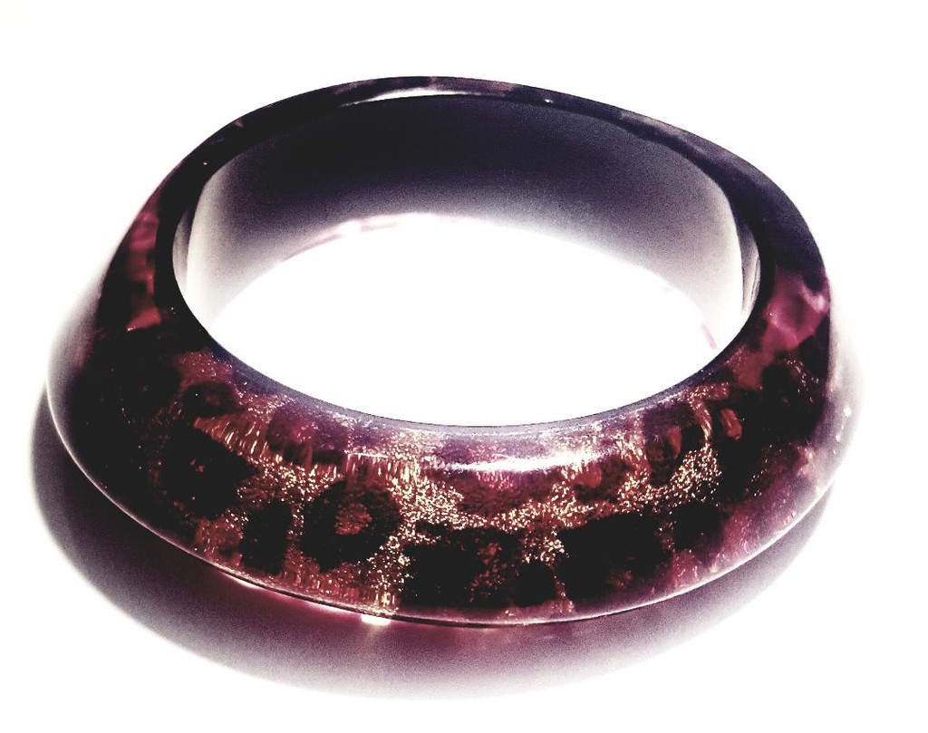 Lucite Raspberry Cheetah Glow Bangle Bracelet - Vintage