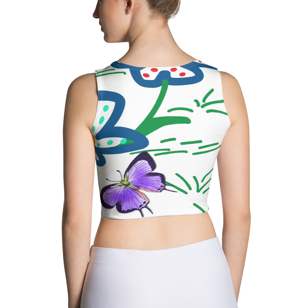 Ann Gertrude "Flower Patch" Sleeveless Crop Top