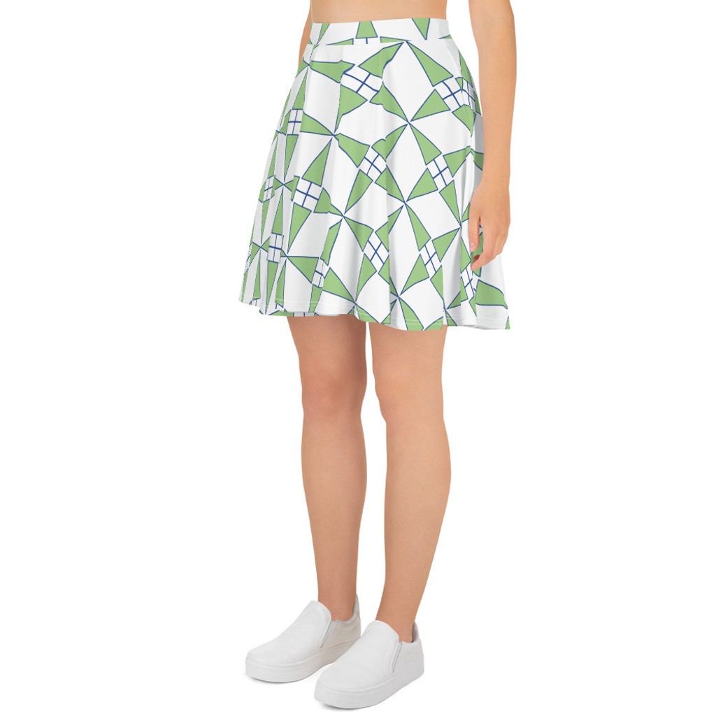 Ann Gertrude "Windmill" Skater Skirt - Green