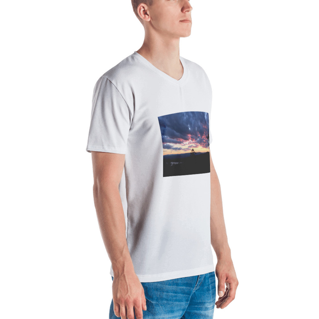 Rusty Bucket Apparel "Sky is the Limit" Men's V-Neck Tee - White