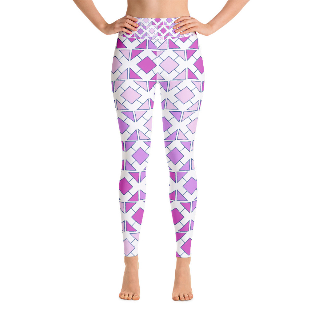Ann Gertrude Pink Geometric Yoga Legging with Pocket