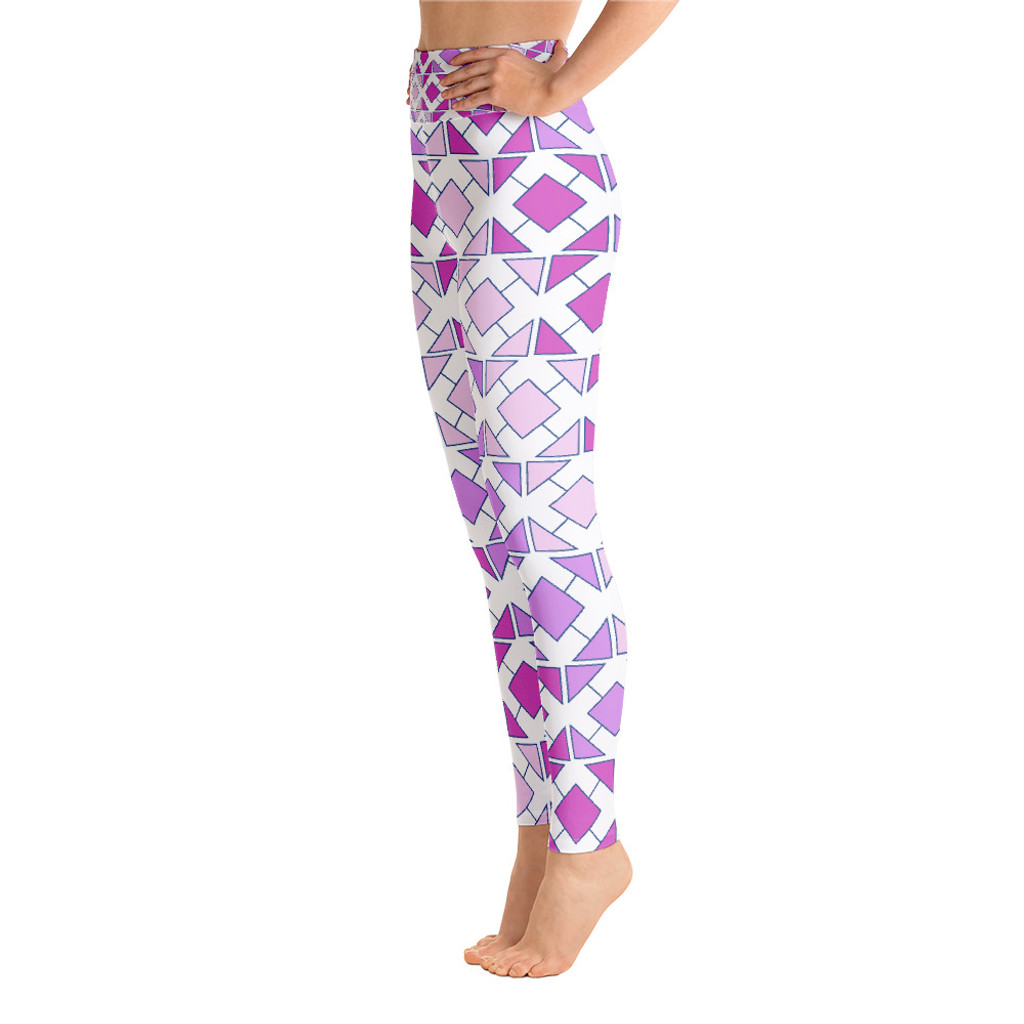 Ann Gertrude Pink Geometric Yoga Legging with Pocket