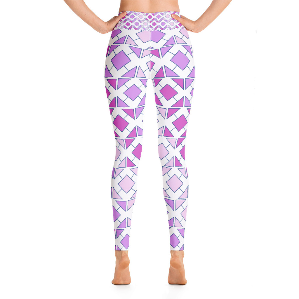 Ann Gertrude Pink Geometric Yoga Legging with Pocket