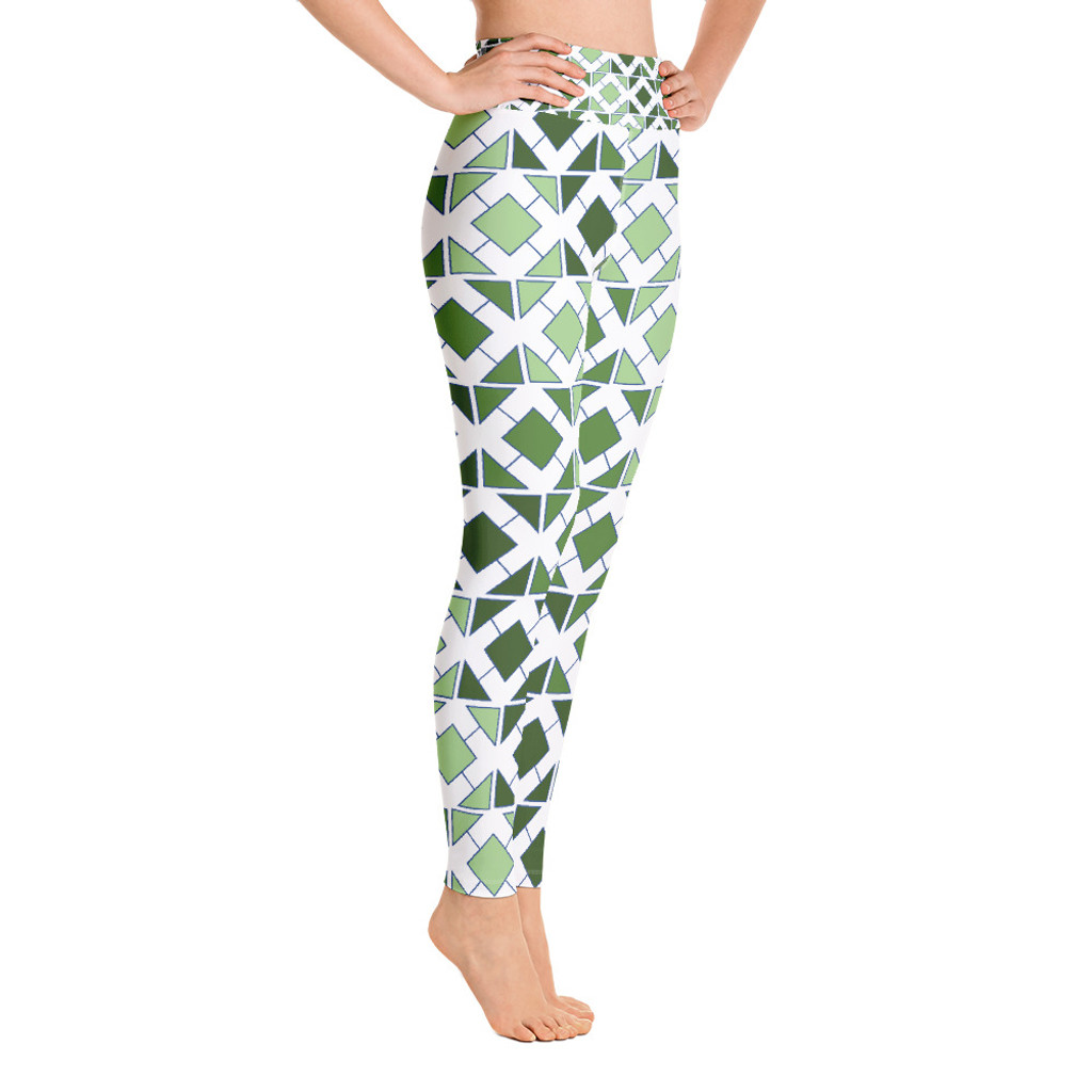 Ann Gertrude Green Geometric Yoga Legging with Pocket