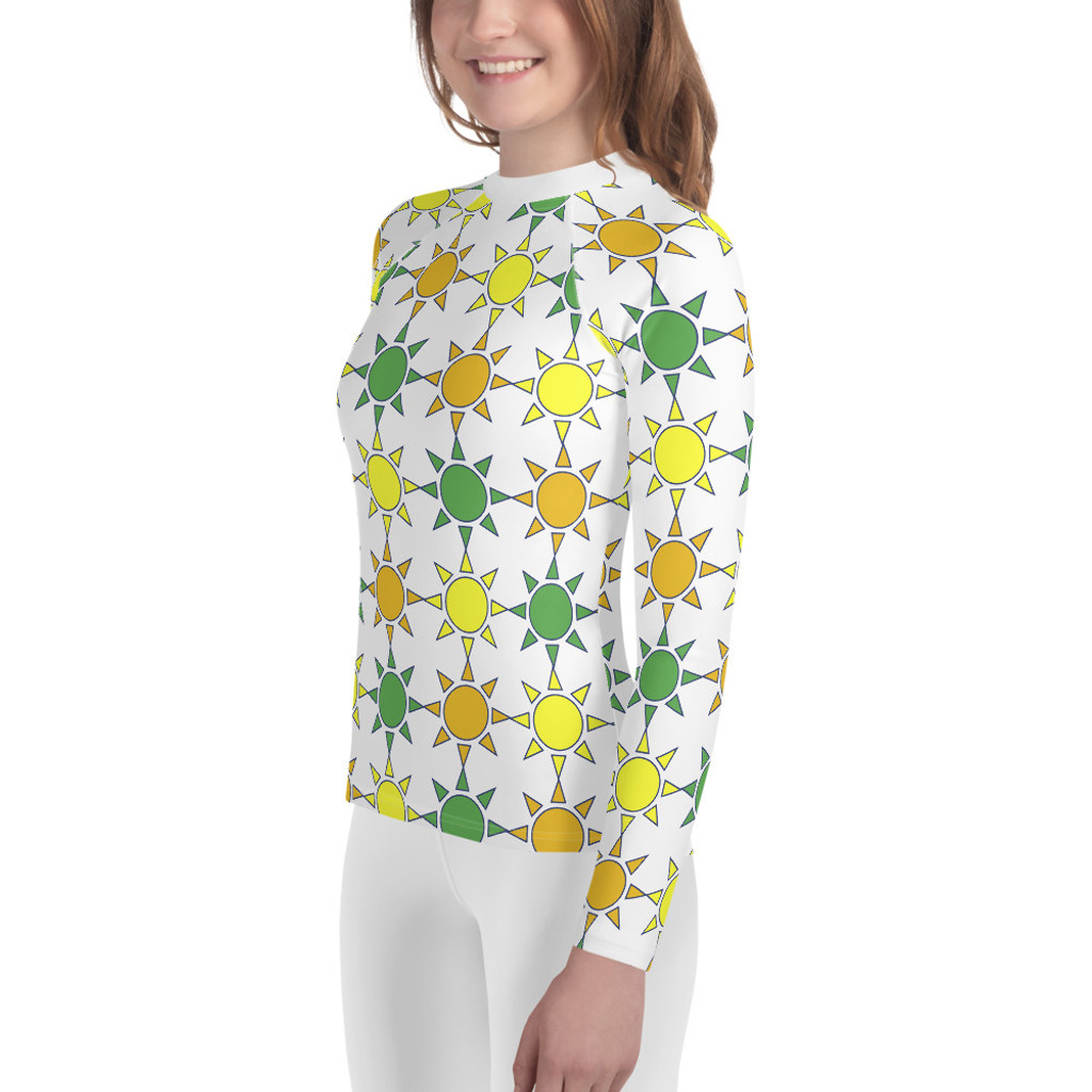 Ann Gertrude "Sunny Skies" Girls Youth Rash Guard - Green