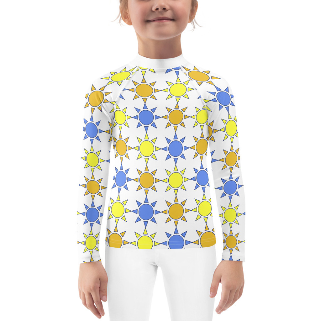 Ann Gertrude "Sunny Skies" Girls Rash Guard - Blue