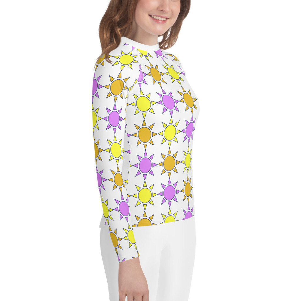Ann Gertrude "Sunny Skies" Girls Youth Rash Guard - Pink