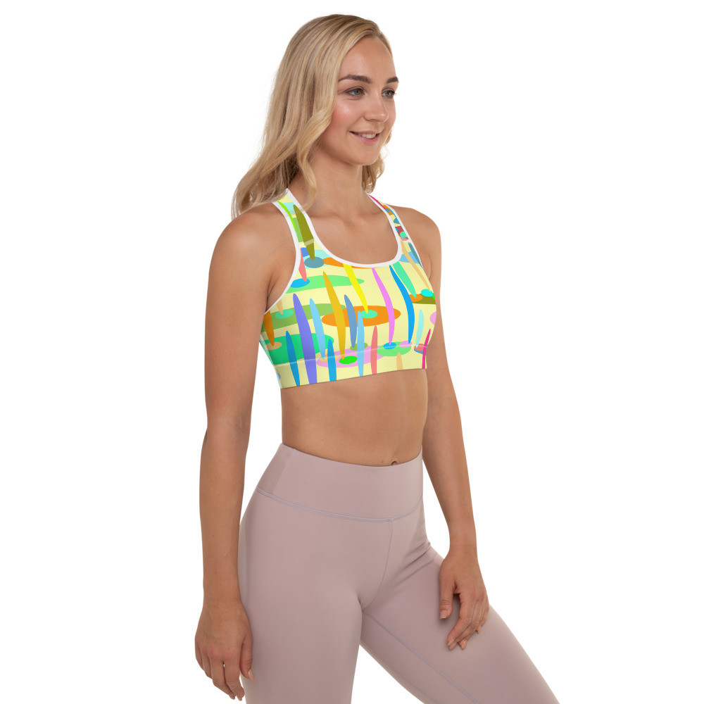 Ann Gertrude "Ponds Paradise" Padded Sports Bra - Yellow