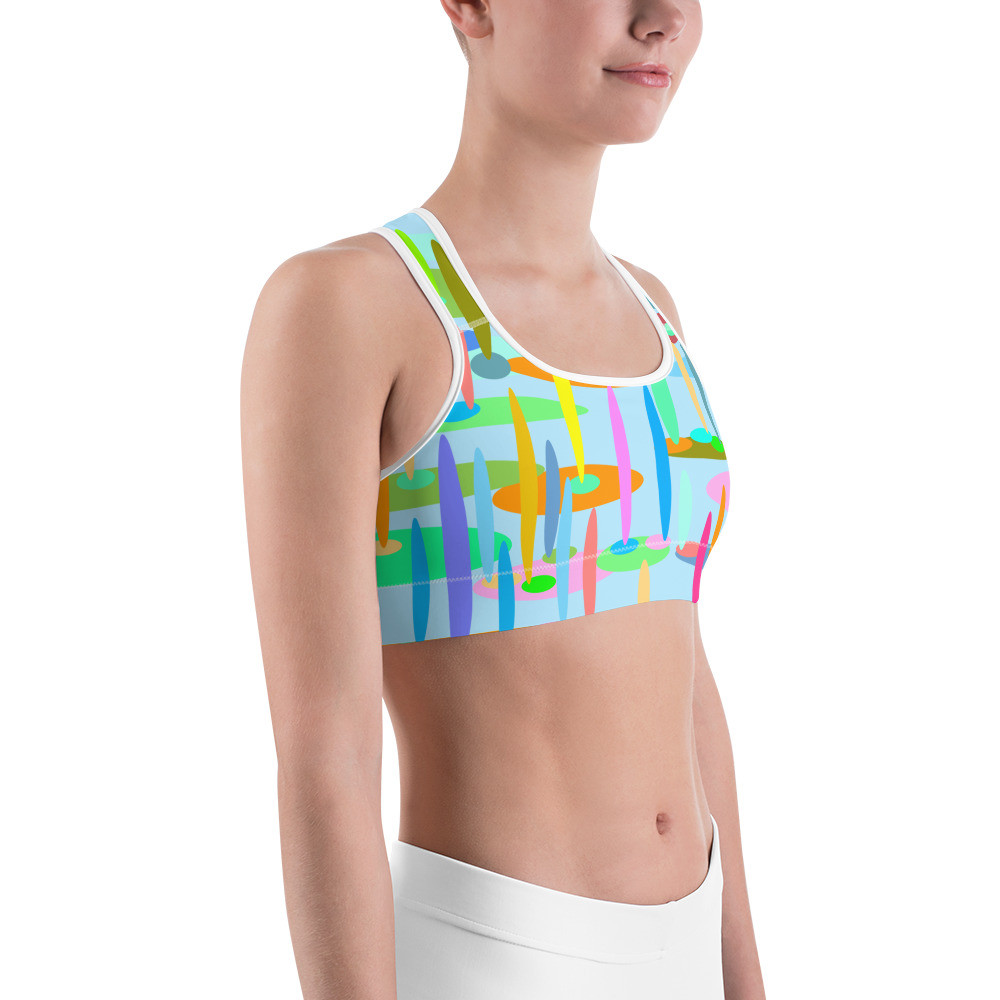 Ann Gertrude "Ponds Paradise" Sports Bra - Blue