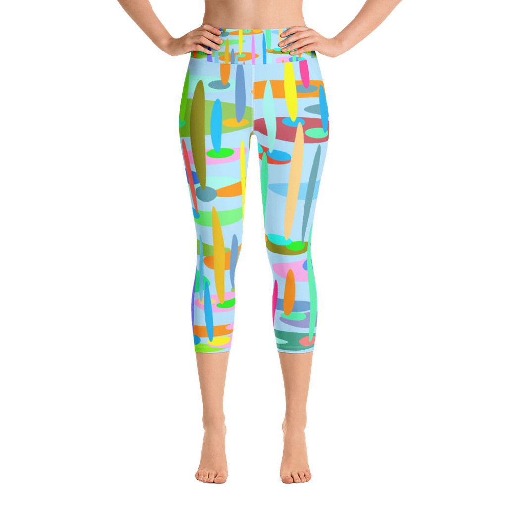Ann Gertrude "Pond Paradise" Yoga Capri Legging - Blue