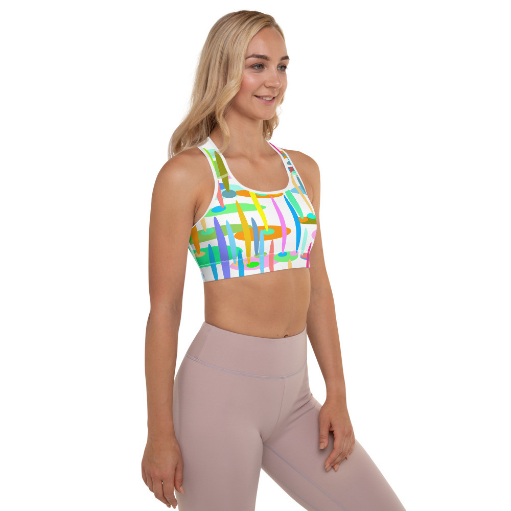 Ann Gertrude "Ponds Paradise" Padded Sports Bra - White