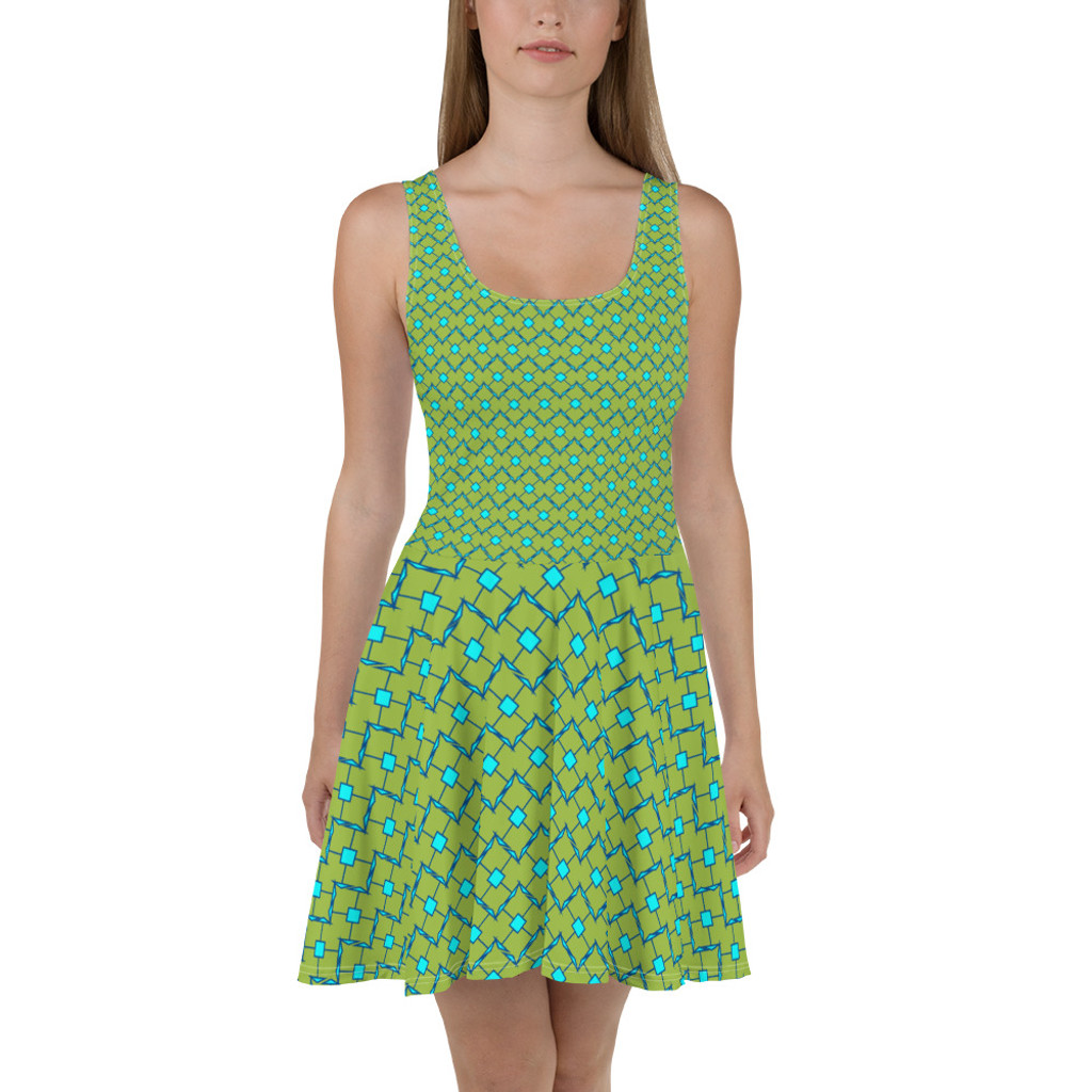 Ann Gertrude No. 44 Skater Dress - Lime & Teal