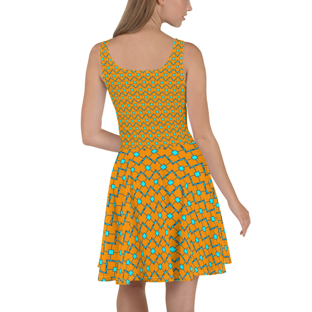 Ann Gertrude No. 44 Skater Dress - Burnt Orange & Teal