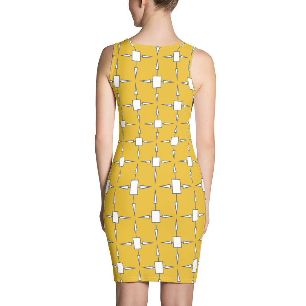 Ann Gertrude No. 45 Bodycon Dress - Mustard & White