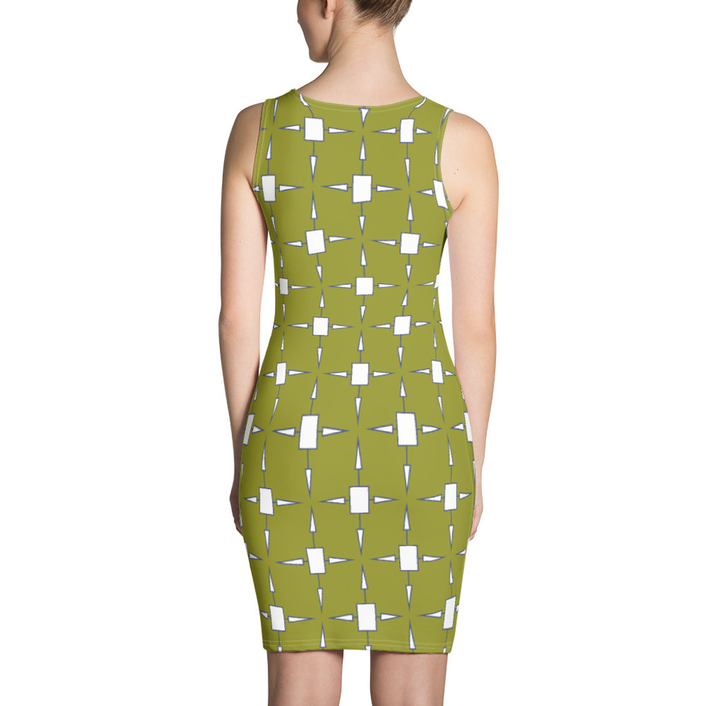Ann Gertrude No. 45 Bodycon Dress - Olive & White
