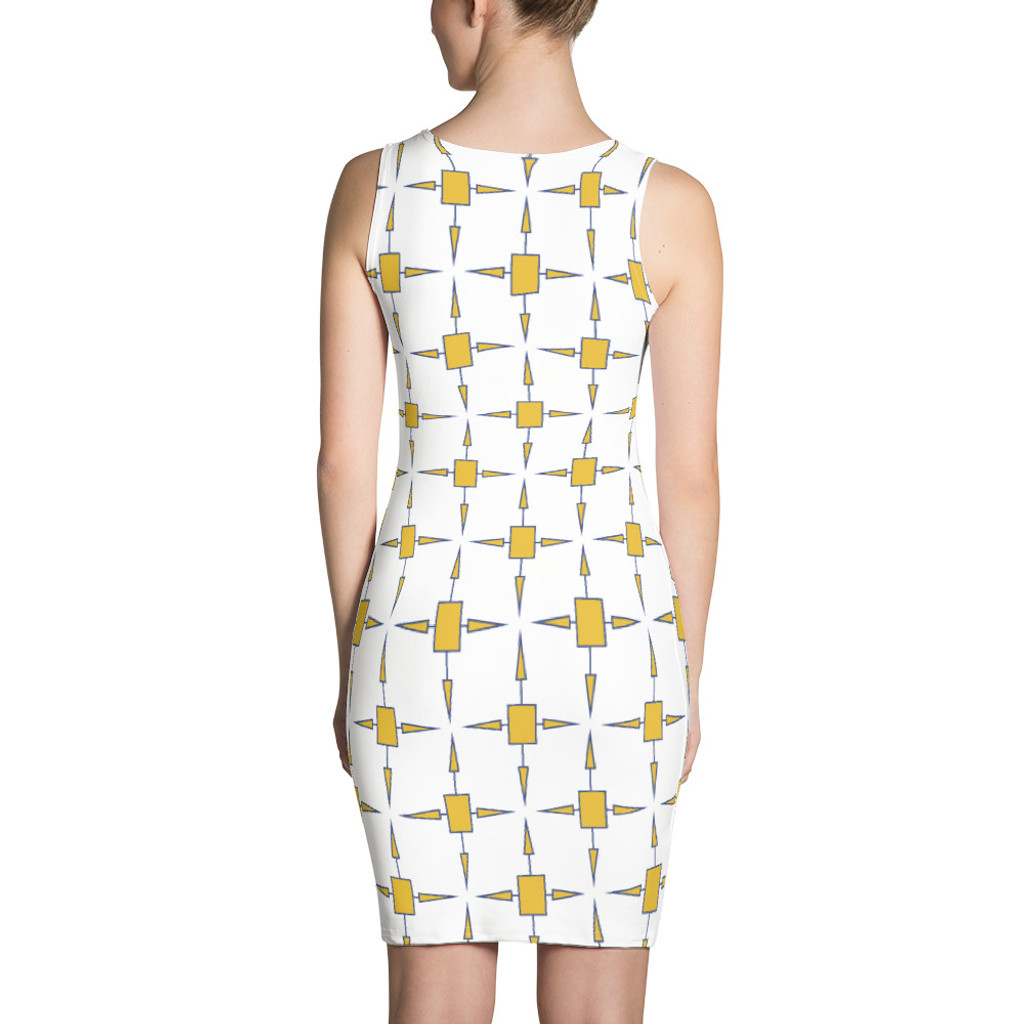 Ann Gertrude No. 45 Bodycon Dress - White & Mustard