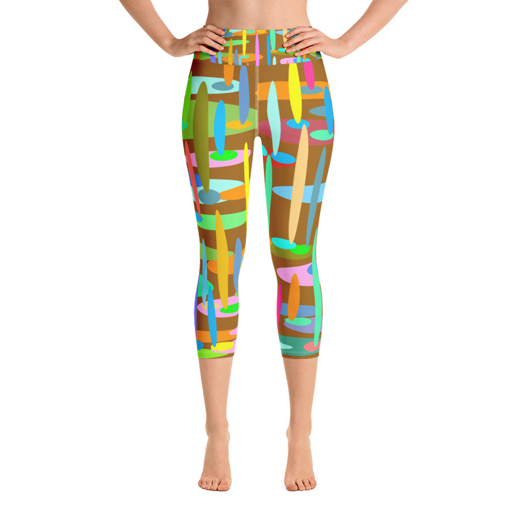 Ann Gertrude "Ponds Paradise" Yoga Capri Legging with Pocket - Brown