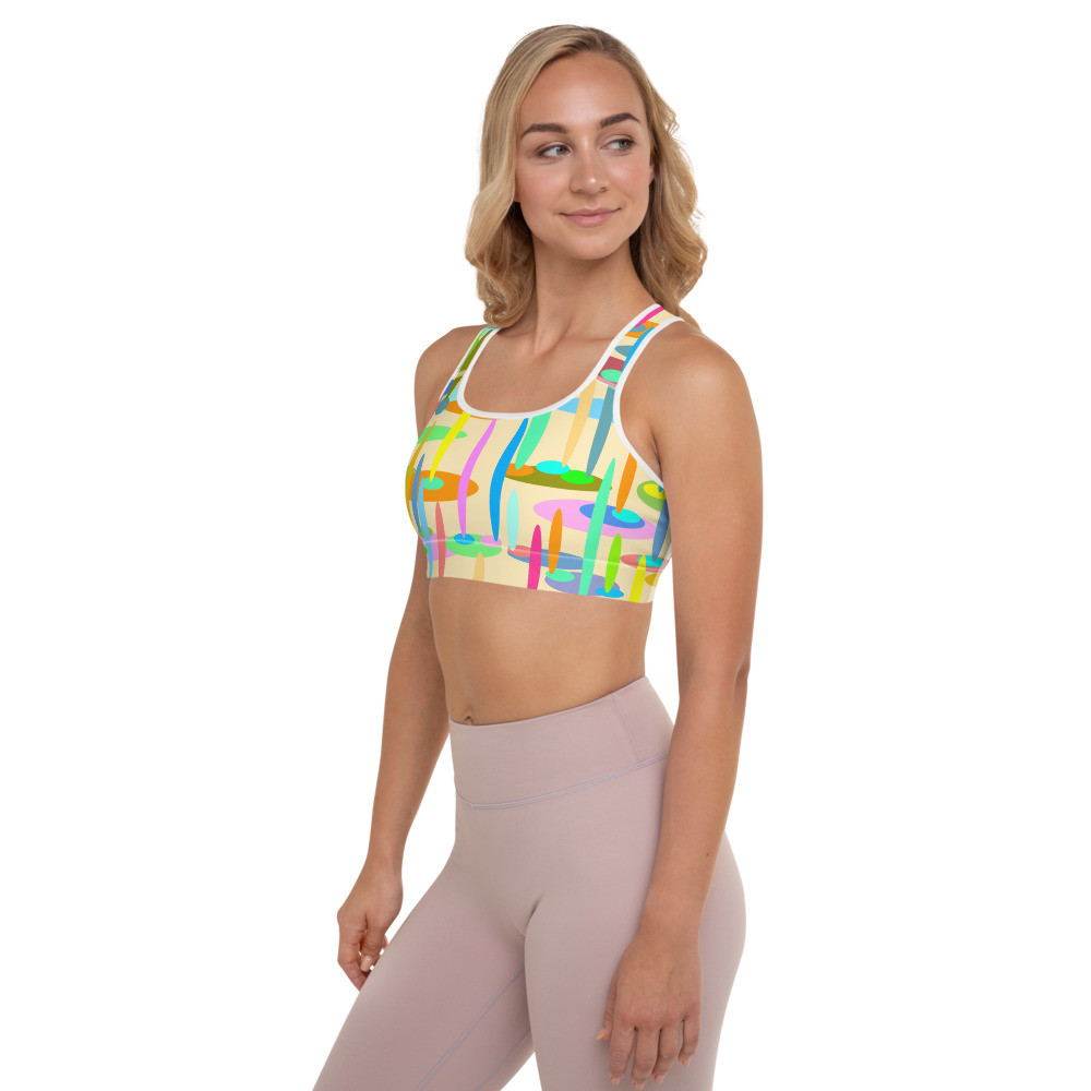 Ann Gertrude "Ponds Paradise" Padded Sports Bra - Peach
