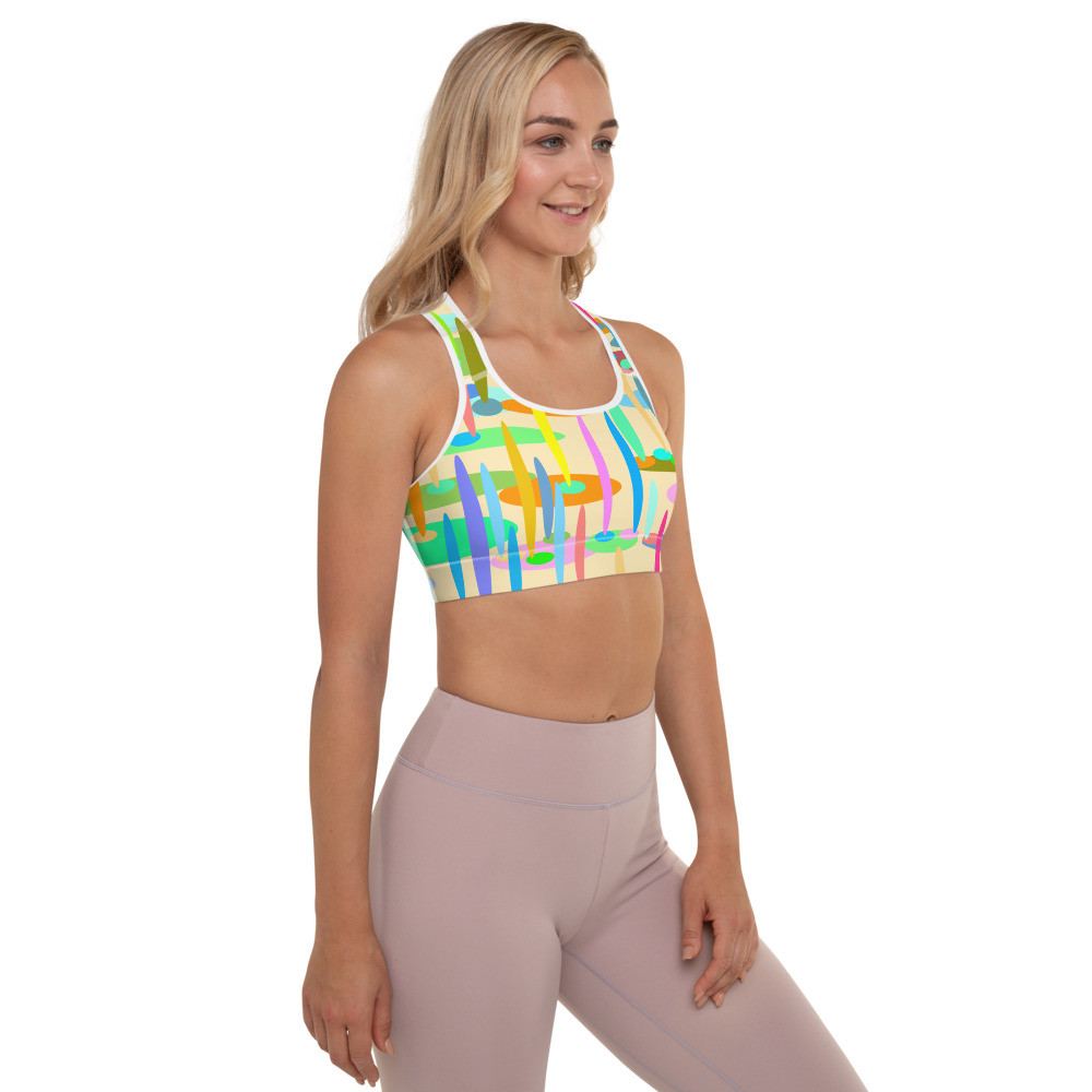 Ann Gertrude "Ponds Paradise" Padded Sports Bra - Peach
