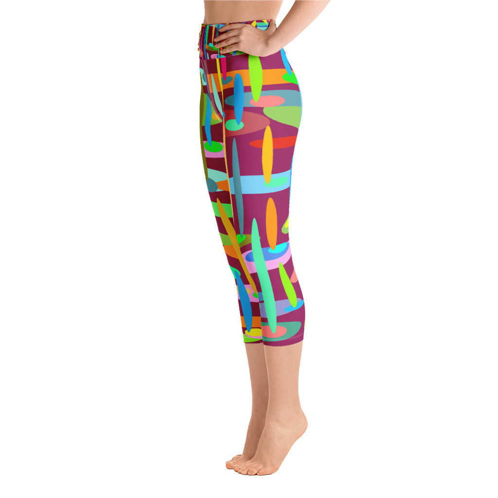 Ann Gertrude "Ponds Paradise" Yoga Capri Legging with Pocket - Wine