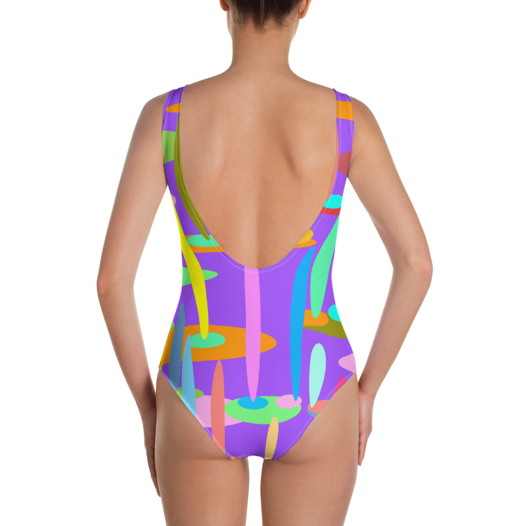 Ann Gertrude "Ponds Paradise" One-Piece Swimsuit - Purple