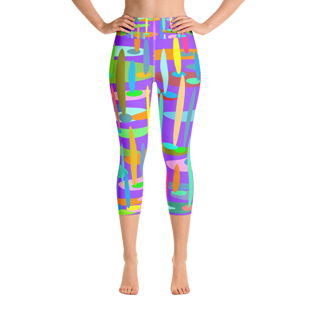 Ann Gertrude "Ponds Paradise" Yoga Capri Legging with Pocket - Purple 