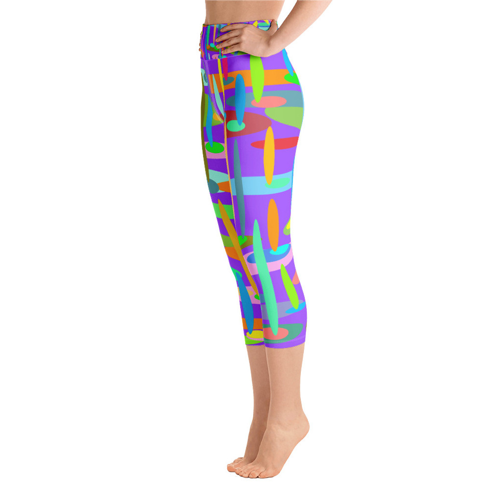 Ann Gertrude "Ponds Paradise" Yoga Capri Legging with Pocket - Purple 