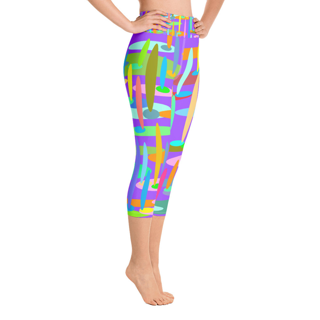 Ann Gertrude "Ponds Paradise" Yoga Capri Legging with Pocket - Purple 