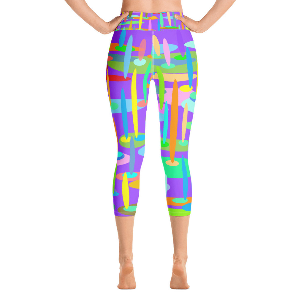 Ann Gertrude "Ponds Paradise" Yoga Capri Legging with Pocket - Purple 